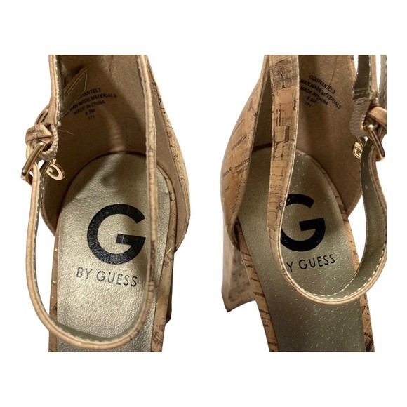 G By Guess Sandals Shantel3 Cork Chunky Heel Open Toe Women's 8.5M NWOB - Picture 7 of 11